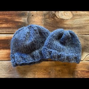 Hand knit Hats Dad/Mom and Me Set of 2